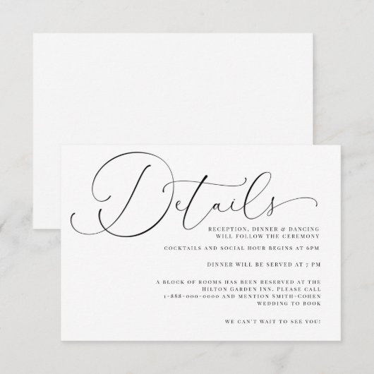 Romantic Drama Calligraphy Wedding Enclosure Kaart (Voorkant / Achterkant)