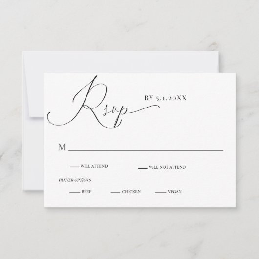Romantic Drama Calligraphy Wedding RSVP Kaart (Voorkant)