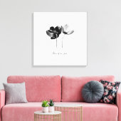 Romantic Dream Flowers – Mono Botanical Fantasy Canvas Afdruk (Insitu (Woonkamer))