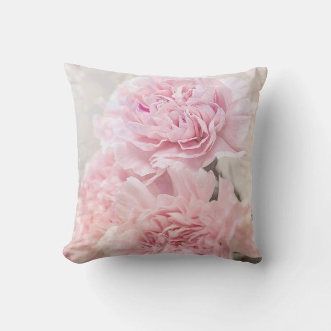 Romantic Dreamweaver Pink Carnaties Floral Kussen (Voorkant)