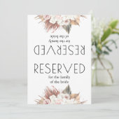 Romantic Dried Palm Leaves Wedding Reserved Sign (Staand voorkant)