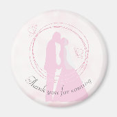Romantic Droy Pink Wedding Couple Curved Text Magneet (Voorkant)