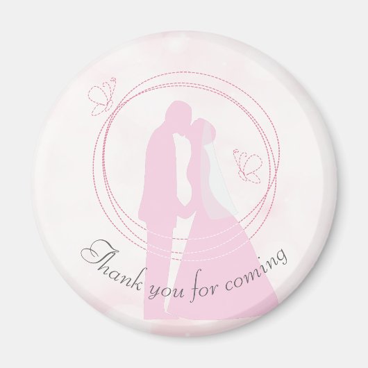 Romantic Droy Pink Wedding Couple Curved Text Magneet (Voorkant)