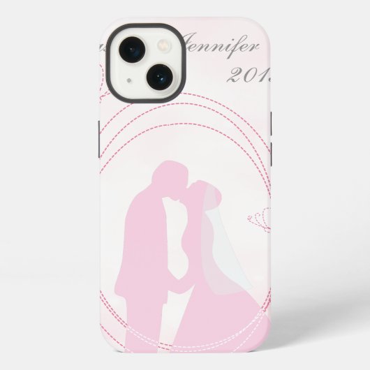 Romantic Droy Pink Wedding Couple iPhone Hoesje (Achterkant)