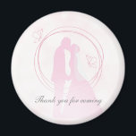 Romantic Droy Pink Wedding Couple Magneet<br><div class="desc">Een "Bedankt voor je komst" huwelijksgunst magneet met een prachtig romantisch trouwontwerp van de gekmeende kissende silhouettes van de bruid en bruom tegen een droomroze achtergrond.</div>