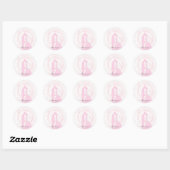 Romantic Droy Pink Wedding Couple Ronde Sticker (Vel)