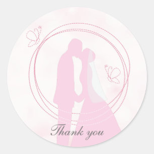 Romantic Droy Pink Wedding Couple Ronde Sticker
