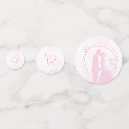 Romantic Droy Pink Wedding Couple Table Confetti (Voorkanten)