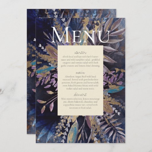 Romantic dubbelzijdig menu kaart (Voorkant / Achterkant)