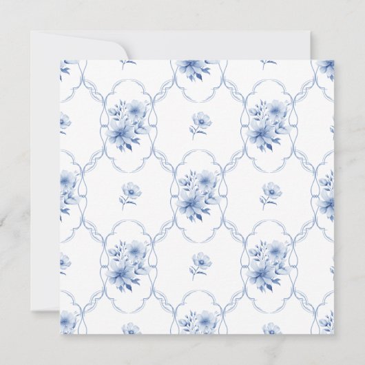 Romantic Dusty Blue Bow & Roses Wedding Bedankkaart (Achterkant)