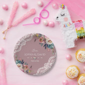 Romantic Dusty Blue Dusty Roos Flowers Weddenschap Papieren Bordje (Feest)