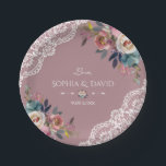 Romantic Dusty Blue Dusty Roos Flowers Weddenschap Papieren Bordje<br><div class="desc">Whimsical-design met een fijne,  stoffige blauw,  stoffige roos waterverf florale bouquets,  een florale verdeler,  lace corners,  op een stoffige roos achtergrond. Als sjabloon is het gemakkelijk om uw info,  veranderingsdoopvonten,  kleuren toe te voegen. Ga voor overeenkomende objecten naar mijn Collectie Dusty Roos Flowers.</div>
