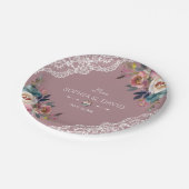 Romantic Dusty Blue Dusty Roos Flowers Weddenschap Papieren Bordje (Gekanteld)