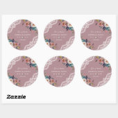 Romantic Dusty Blue Dusty Roos Flowers Weddenschap Ronde Sticker (Vel)