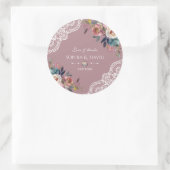 Romantic Dusty Blue Dusty Roos Flowers Weddenschap Ronde Sticker (Tas)