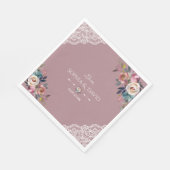 Romantic Dusty Blue Dusty Roos Flowers Weddenschap Servet (Hoek)
