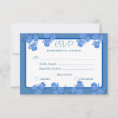Romantic Dusty Blue Floral RSVP Response Kaart (Voorkant)