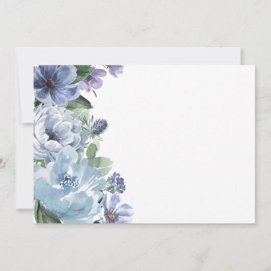 Romantic Dusty Blue Floral Vrijgezellenfeest Party Kaart (Achterkant)