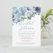 Romantic Dusty Blue Floral Vrijgezellenfeest Party Kaart (Staand voorkant)