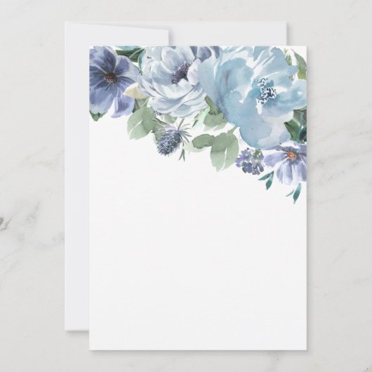 Romantic Dusty Blue Floral Vrijgezellenfeest Party Kaart (Achterkant)