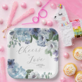 Romantic Dusty Blue Floral Vrijgezellenfeest Party Papieren Bordje (Feest)