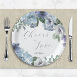 Romantic Dusty Blue Floral Vrijgezellenfeest Party Papieren Bordje<br><div class="desc">Mooie florale illustraties van waterverf in tinten stoffige blauw, groen en lavender, gekoppeld aan elegante typografie, geven dit vrijgezellenfeest papier bord klassieke maar moderne stijl. Bewerk gewoon de sjabloon met jouw tekst en kies de opties voor grootte en vorm. De coördinerende punten van het vrijgezellenfeest zijn beschikbaar in onze opslag...</div>