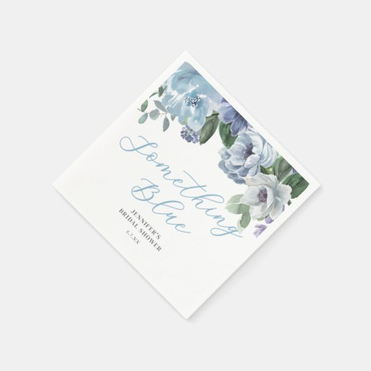 Romantic Dusty Blue Floral Vrijgezellenfeest Party Servet (Hoek)