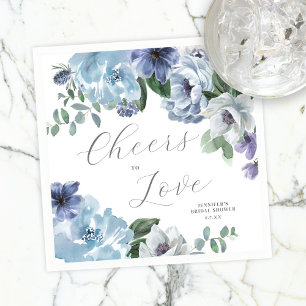 Romantic Dusty Blue Floral Vrijgezellenfeest Party Servet