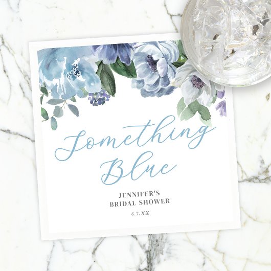 Romantic Dusty Blue Floral Vrijgezellenfeest Party Servet