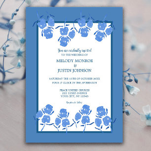 Romantic Dusty Blue Floral Wedding Kaart