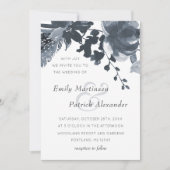 Romantic Dusty Blue Floral Wedding Kaart (Voorkant)
