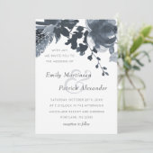 Romantic Dusty Blue Floral Wedding Kaart (Staand voorkant)