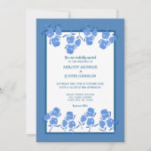 Romantic Dusty Blue Floral Wedding Kaart (Voorkant)