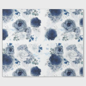 Romantic Dusty Blue Flowers Elegant Modern Cadeaupapier (Vlak)