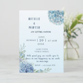 Romantic Dusty Blue Hydrangea Watercolor Wedding  Kaart (Staand voorkant)