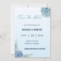 Romantic Dusty Blue Hydrangea Watercolor Wedding