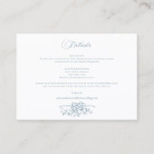 Romantic Dusty Blue Line Art Floral Wedding Informatiekaartje (Voorkant)