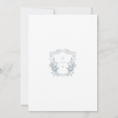 Romantic Dusty Blue Line Art Floral Wedding Kaart (Achterkant)