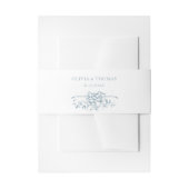 Romantic Dusty Blue Line Art Floral Wedding Uitnodigingen Wikkel (Voorkant Voorbeeld)