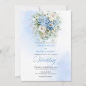 Romantic Dusty Blue Peony Eucalyptus Wedding Invit Kaart (Voorkant)