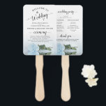 Romantic Dusty Blue Roos Elegant Wedding Programme Handwaaier<br><div class="desc">Deze mooie supporters van het bruiloft zijn elegant, romantisch, klassiek en smaakvol. Het ontwerp is voorzien van een enkel langwerpig lichtdusty blauw roos dat aan de zijkant staat en dat in een pool van water met golven en rimpels reflecteert. De typografie kenmerkt de zwarte manuscriptkalligrafie van de erfenis, en er...</div>