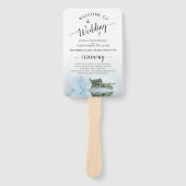 Romantic Dusty Blue Roos Elegant Wedding Programme Handwaaier (Voorkant)
