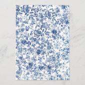 Romantic Dusty Blue Toile Floral Photo Save The Date (Achterkant)