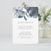 Romantic Dusty Blue Wedding Guest Details Informatiekaartje (Staand voorkant)