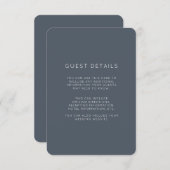 Romantic Dusty Blue Wedding Guest Details Informatiekaartje (Voorkant / Achterkant)