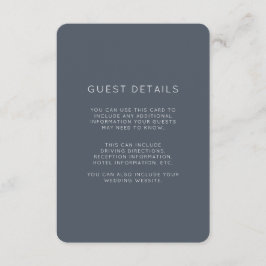 Romantic Dusty Blue Wedding Guest Details Informatiekaartje