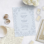 Romantic Dusty Blue Wedding Kaart<br><div class="desc">Romantic Dusty Blue Wedding Invitation. Romantisch en tijdloos, deze stoffige blauwe trouwuitnodiging is voorzien van lijnkunst bloemige rozen in een chique lijst dat voor elk trouwseizoen kan worden gebruikt. Voeg een stukje moderne en klassieke elegantie toe aan uw speciale dag met deze stijlvolle en mooie trouwuitnodigingen. Navy tekst op een...</div>