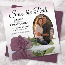 Romantic Dusty Mauve Roos met Oval Foto Weddenscha Save The Date