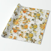 Romantic Dusty Oranje Flowers Elegant Modern Cadeaupapier (Uitgerold)