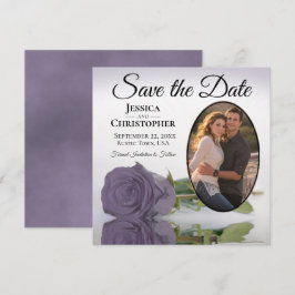 Romantic Dusty Paars Roos met Oval Foto Weddenscha Save The Date